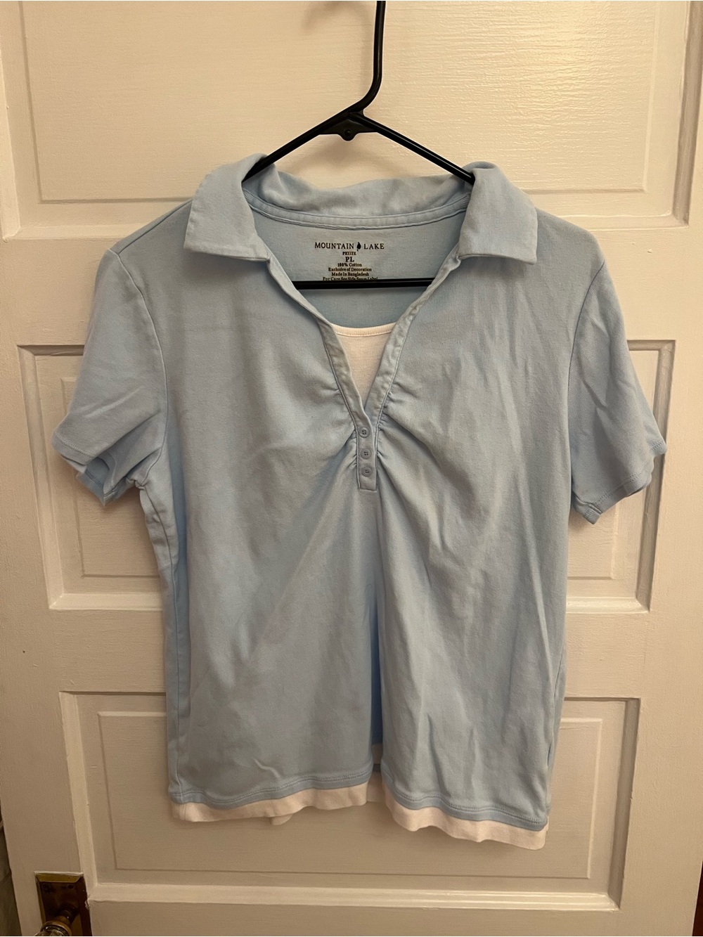 Pale Blue Polo with “fake” layering look